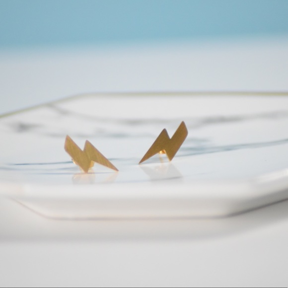 Lightening Bolt Stud Earrings - Picture 6 of 9